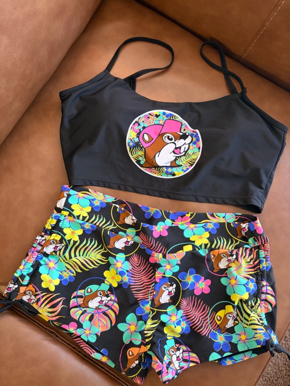 Buckey’s Two-Piece Swim Set with Colorful Tropical Graphics